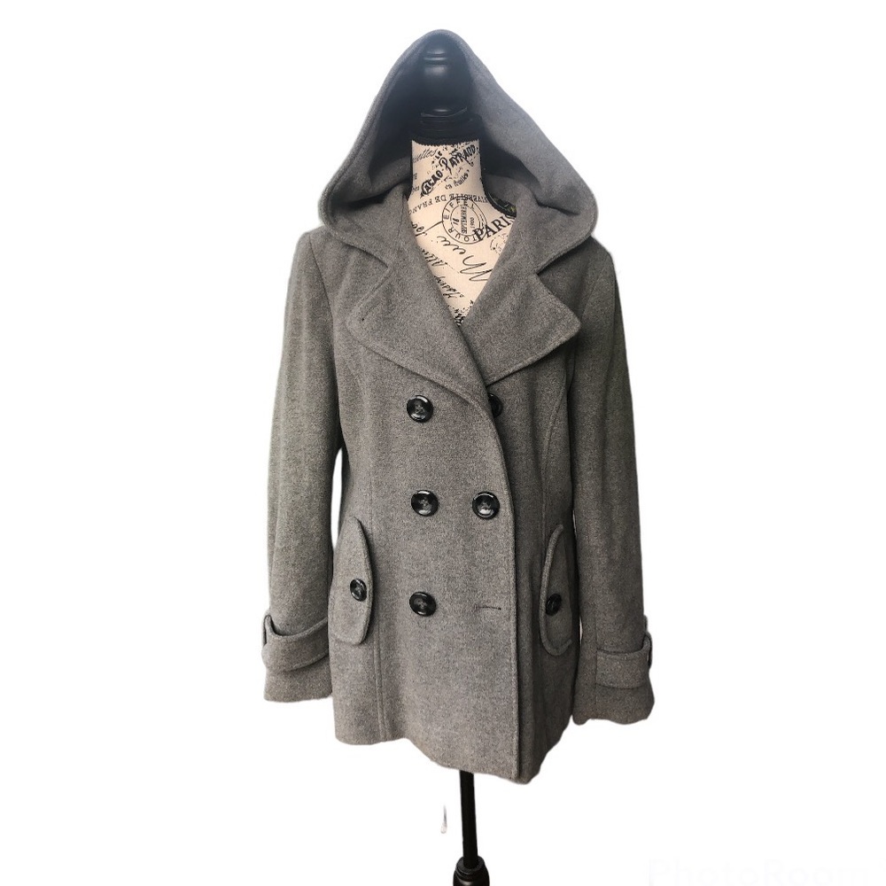 STEVE MADDEN WOOL BLEND HOODED PEACOAT